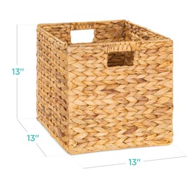 Best Choice Products 13x13in Hyacinth Baskets, Rustic Set Of 5 Multipurpose Collapsible Storage Organizer, Handwoven Laundry Totes for Bedroom, Living Room, Shelves - Natural