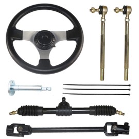 PRO BAT 300mm/11.8'' Go Kart Steering Wheel Steel Kit with 420mm/16.5'' Gear Rack Pinion Shaft Tie Rod Replacement for Go Kart Go Cart ATV UTV 110cc 125cc 140cc 150cc