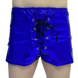 TAIKMD Calzoncillos tipo bóxer metálicos brillantes con cordón para hombre, trajes de baño, ropa interior (M, azul)