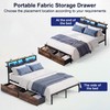 Queen Bed Frame with Storage Drawers, Upholstered Headboard with LED