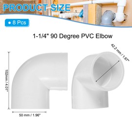 PATIKIL 1-1/4" 90 Degree PVC Elbow Fitting, 8 Pcs 2 Way Pipe Fitting Connector Furniture Grade Pipe Corner Connector Adapter for Building Pool Products Greenhouse Garden
