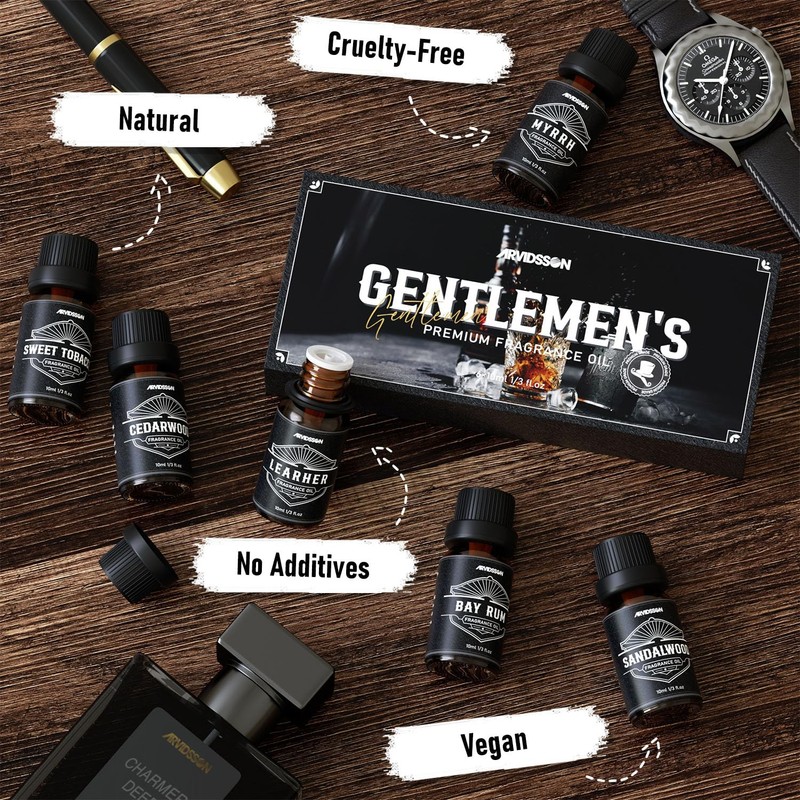 Gentlemen's Fragrance Oil Set, ARVIDSSON Masculine Essential Oils for Men,