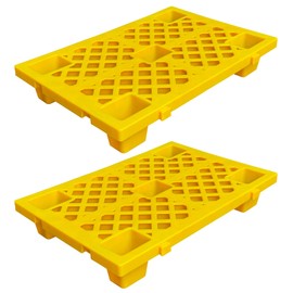 Jeracino 2 Pcs Lightweight Plastic Pallet, Nestable Flooring Pallets, with Breathable Grids, Moisture-Proof Waterproof, for Restaurant, Kitchens, Shops, Supermarket, Basement and Storage (Yellow)