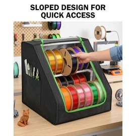 Bulado 3D Printer Filament Storage Box, 2 Tier Filament Rack Cabinet, Holds Up to 21 Spools, Oxford Fabric Dust Resistant Cover, Storage Organizer Box for Home DIY, Studio, or Workshop
