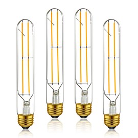 Adshen-US Dimmable 6W Edison Tubular Led Light Bulbs T10/T30,E26 Medium Base 4000K Daylight White Filament Lamp 60 Watt Incandescent Bulb Equivalent,7.3 Inch,Pack of 4