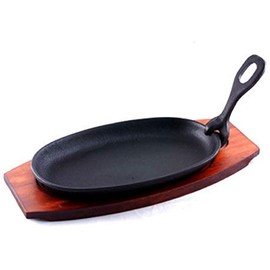 Kitchencookshop Cast Iron Sizzling Plate 0917, 23x13.5 Centimeters Base 30x14.2 Centimeters 2 Pcs