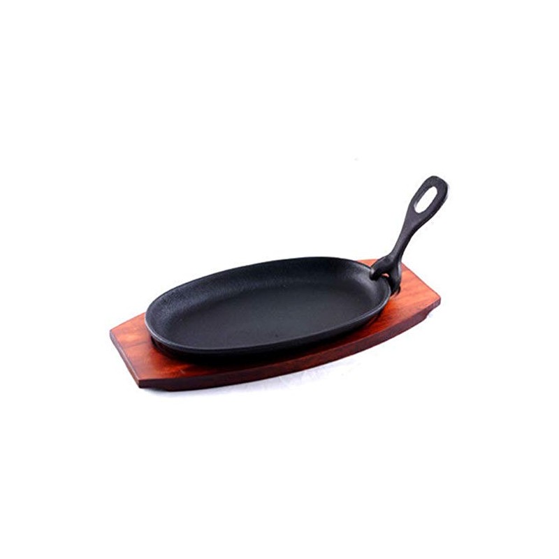 Kitchencookshop Cast Iron Sizzling Plate 0917, 23x13.5 Centimeters Base 30x14.2