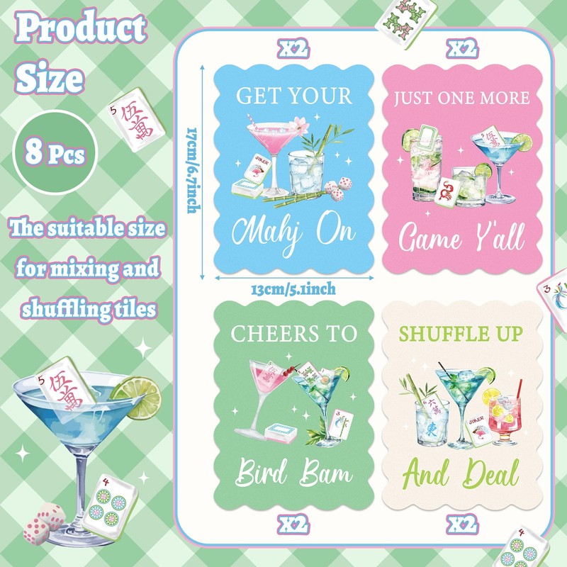 K1tpde 8PCS Funny Mahjong Shuffler Hot Tips Cards with Storage