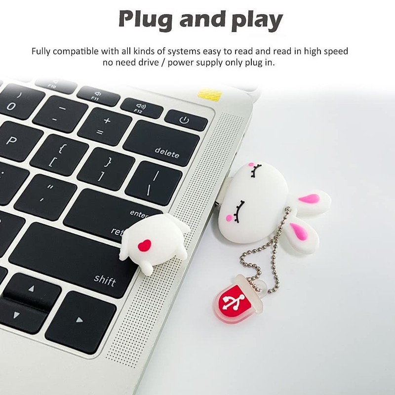 BorlterClamp Cute USB Flash Drive in Rabbit Shape 64GB Novelty