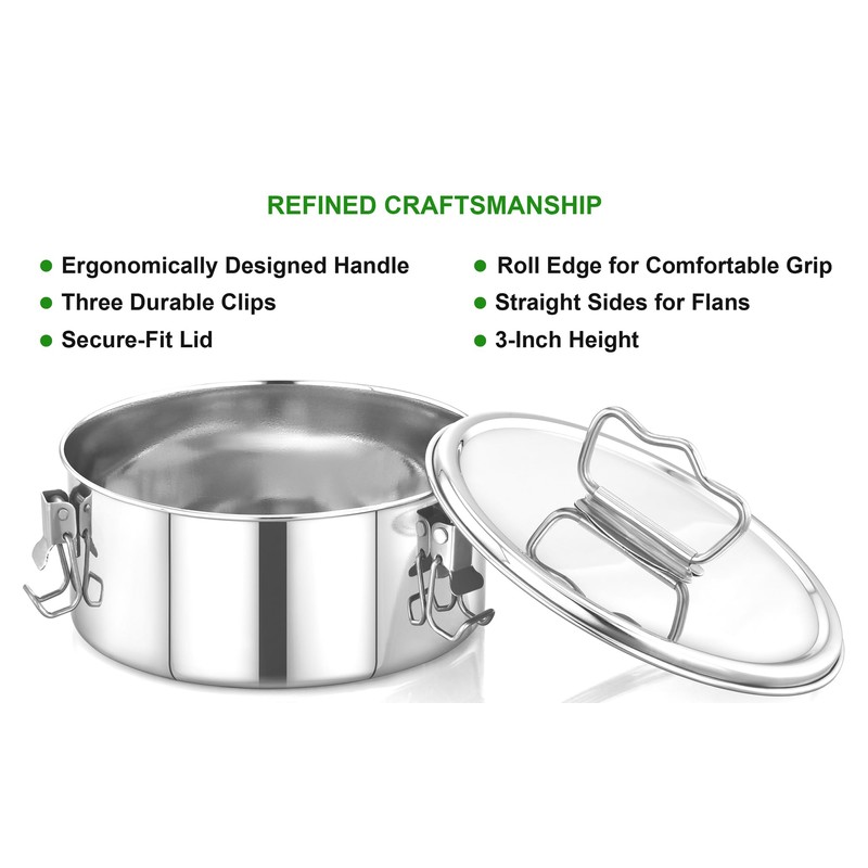 EasyShopForEveryone Stainless Steel Flanera, 7.5 x 7.5 x 3.5 Inches