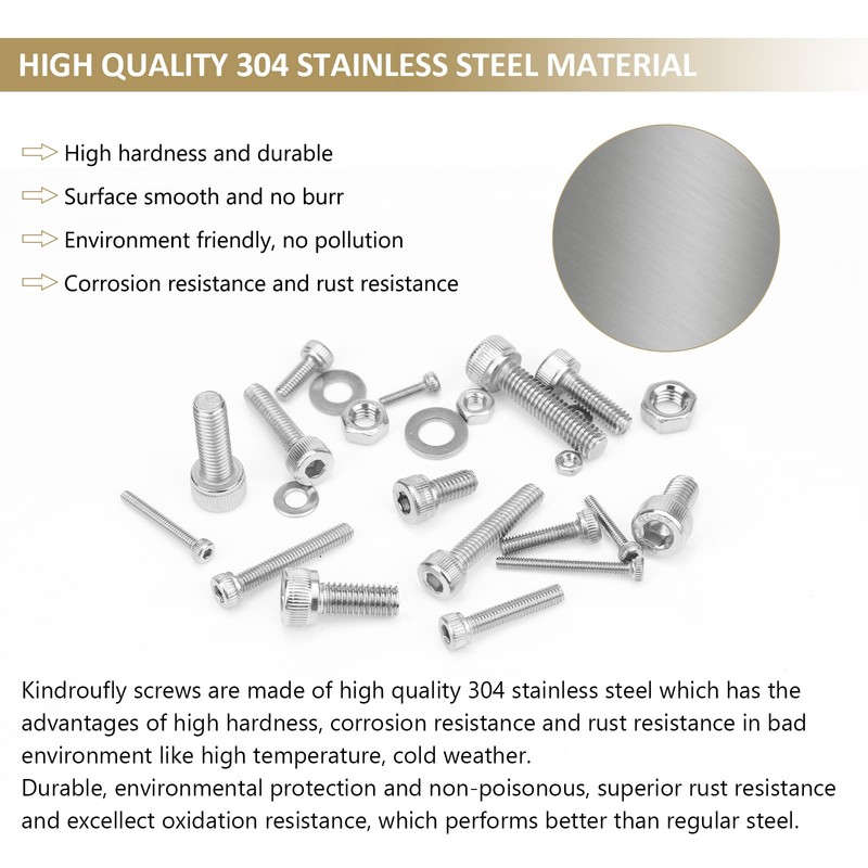 Kindroufly 1285 Pieces M2 M3 M4 M5 Screws Nuts Washers
