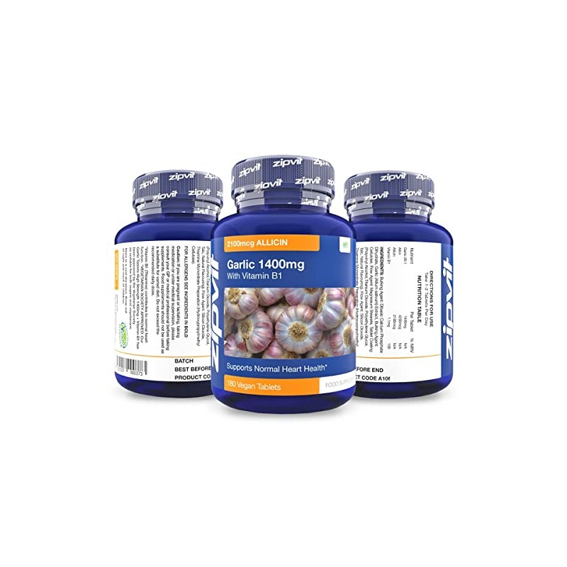 Garlic Tablets 1400mg, 2100mcg Allicin per Tablet with Added Vitamin