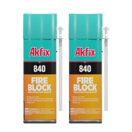 Akfix 840 Fire Block Spray Foam (2x12 Oz.)- Orange Color Fire Retardant Polyurethane Expanding Foam for Gap Filling, Insulation and Sealing on Window and Door, Fire Rated, Paintable | 12 Oz. 2 Pack