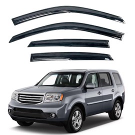KPY Window Visor Compatible with Honda Pilot 2009-2015, 4PC Rain Guard Side Window Vent Deflectors Tape-On Mugen Style, 2009 2010 2011 2012 2013 2014 2015