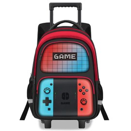 JIRAIKEI Kids Rolling Backpack for Boys - Gamer Boys Rolling Backpack with Wheels,Multifunctional Wheeled Bookbag for Travel,Roller School Bag for Elementary Middle School Aged 6-18