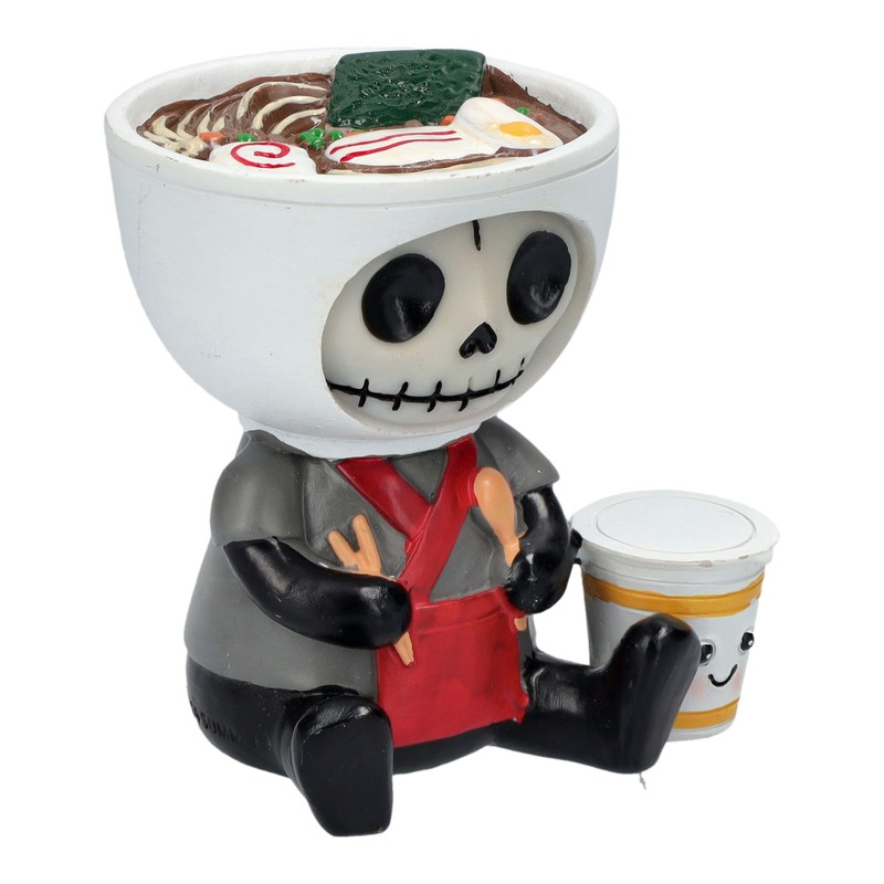 Furrybones 'Ramon' Figurine - Whimsical Skeleton with Ramen Bowl, Hand
