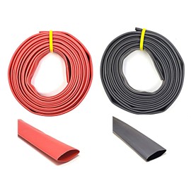 WindyNation 3/8" ID 40 Feet Black + 40 Feet Red 2:1 Polyolefin Heat Shrink Tube Tubing