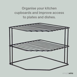 simplywire – 3 Tier Plate Rack - Kitchen Cupboard Organiser – Black