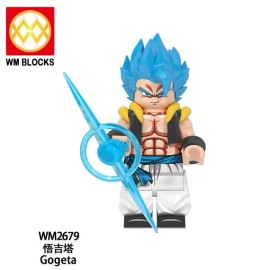 Dragon Ball Z 2 inch Custom Dragon Ball Z Gogeta Super Sayon Blue form Minifigure with Base