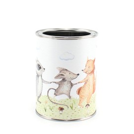 Pen Cup Forest Friends Including 12 Triangular Colouring Pencils Bear Fox Mouse Raccoon Children's Pen Holder Desk Organiser Girls Boys