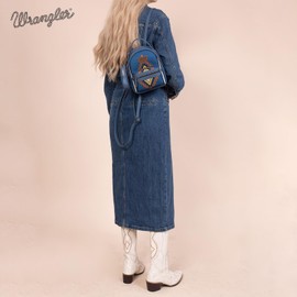 Wrangler Mini Backpack Aztec Back Pack Purse for Women Jean Daypack Backpacks WG174-8601JN
