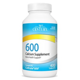 21st Century Suplemento de calcio, 600 mg, 400 unidades
