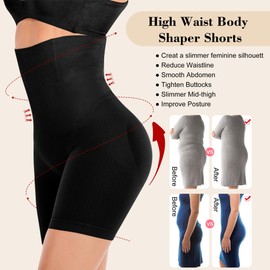 Lelinta Shapewear Shorts For Women Tummy Control High Waist Body Shaper Compression Thigh Slimmer Butt Lifter Panties Black