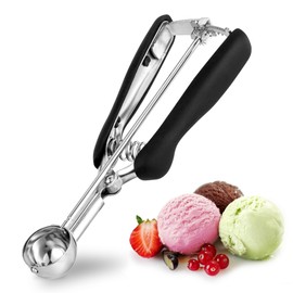 TJ POP Stainless Steel Ice Cream Scoop, 3 cm, Small Ice Cream Spoon, Scoop 10 ml with Trigger and Comfortable Handle for Ice Cream Ball, Baking, Melon Ball