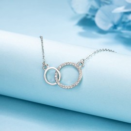 MUSIER PARIS Friendship Gifts for Woman, Birthday Gifts for her, Sterling Silver 2 Ring Friendship Necklace, Best Friendship Gifts Birthday Jewelry