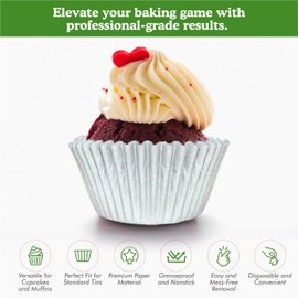 Regency Wraps Greaseproof Professional Grade Baking Cups, Pack of 40, Standard Liners, Silver Matte, for Cupcakes, Muffins, Candy, Non Stick