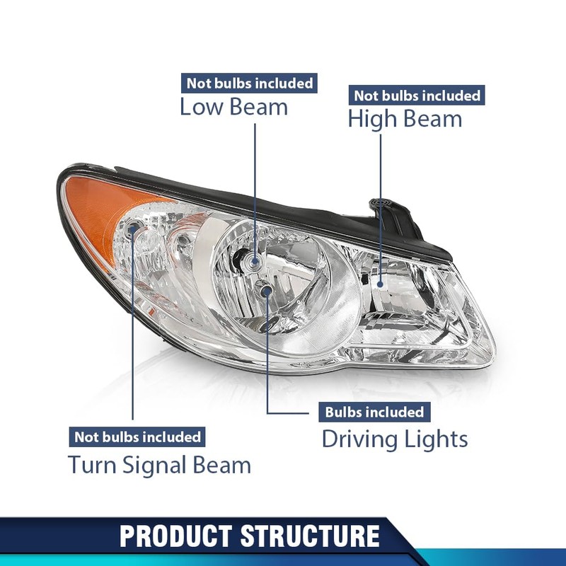 PIT66 Headlights Assembly Pair w/o Bulbs Compatible with Hyundai Elantra