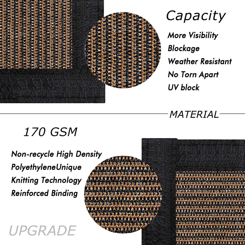 UPGRADE Privacy Fence Screen 90% Visual Blockage 6'x6' Brown Outdoor