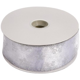 Morex Ribbon Snowflake Wired Sheer Glitter Ribbon, 2-1/2-Inch by 50-Yard Spool, White/Silver