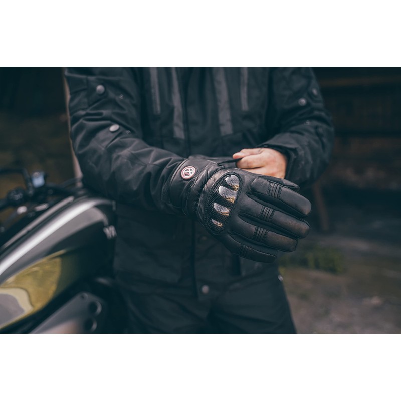 Texpeed Mens Winter Motorcycle Leather Gloves - Waterproof Motorbike Riding