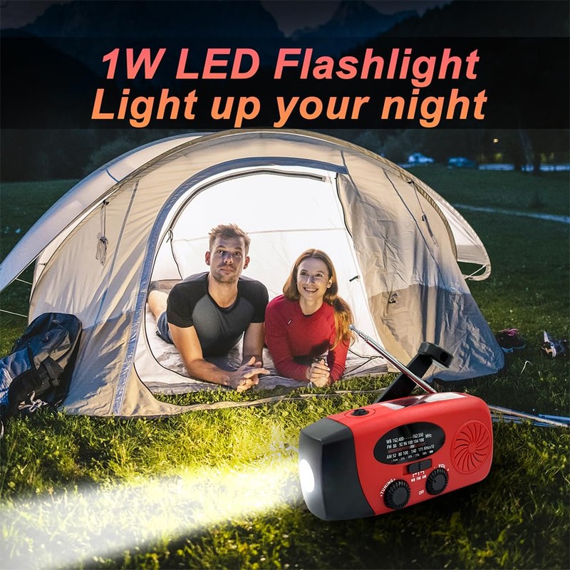 NOCTINGALE Hand Crank Emergency Radio, AM/FM/NOAA Weather Radio with 2000mAh