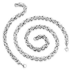 West Coast Jewelry Men's Stainless Steel 24" Byzantine Chain Necklace Bracelet Set