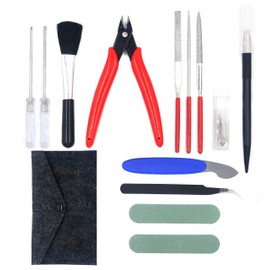 Plastic Model Tools, 14-Piece Set, For Beginners, Beginner Tool Set, Thin Blade Nippers, Files, Tweezers, Design Cutter, Storage Case Included, Plastic Model Tools, Craft Tools
