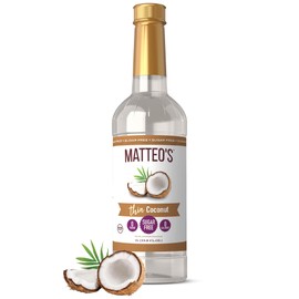 Matteo's Coconut Syrup for Coffee, Drinks, Pastries & Cocktails – Sugar-Free Sweetener for Beverages, Restaurants, and Bars – Aromatic Coconut Flavor, Non-Alcoholic, Vibrant Flavor, 33.8oz (1pk)