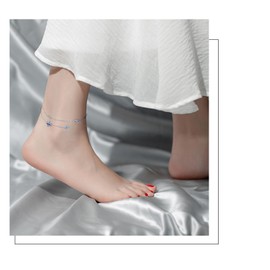 HOOHWE Layered Ankle Bracelets for Women 925 Sterling Silver Sea Turtle Anklets for Women Adjustable Summer Beach Foot Chain Jewelry