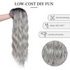 Rose bud Long Curly Wavy Ombre Silver Wig with Fringe