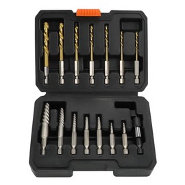 UYECOVE 15PCS Stripped Screw Extractor Set, 6542/4341 HSS Steel Left Hand Drill Bit Set Easy Out Screw Extractor Set | 1/4'' Adaptor | Broken Screw Extractor Kit Removing Stripped Screws Bolts
