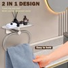 Siyzda Hand Towel Ring with Shelf, 304 Stainless Steel Hand