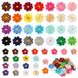 Pack of 50 iron-on patches, iron-on patches, floral patches for iron-on, embroidered patches for hat, jeans, clothing, backpacks, DIY accessories