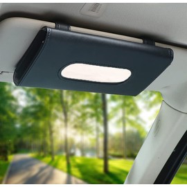 Car Tissue Holder, Car Napkin Holder,PU Leather Car Kleenex Holder for Car Visor and Backseat Accessories Paper Towel Tissue Box(Black)