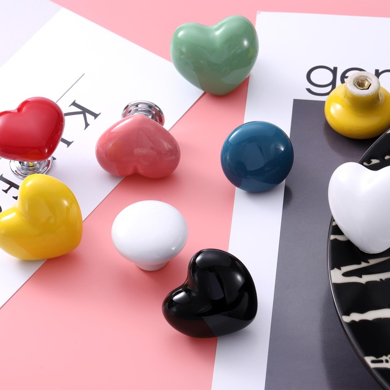 sourcing map 2 Packs Ceramic Drawer Knobs, Heart-Shaped Dresser Pulls,