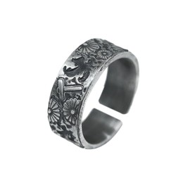 Auriselle Men's Ring Adjustable Totem Andean Spirit Vintage Viking Retro Open Ring Thumb Ring Gothic Punk Jewellery Gifts for Men Boys Father