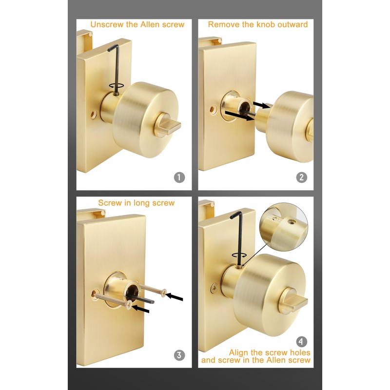 goldenwarm Gold Door Knobs Interior, Zinc-Alloy Heavy Duty Privacy Interior