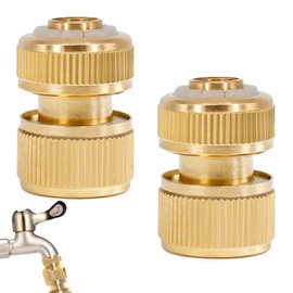 Pack of 2 Garden Hose Coupling, 1/2 Inch Hose Connector, Brass Hose Coupling, Quick Coupling for Kitchen, Garden, Outdoor, 1/2 Inch (13 mm) Hose Pipe Tool