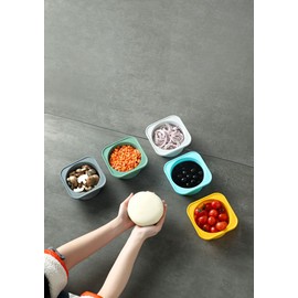 KEVJES PLUS 1000ml Pizza Dough Proofing Containers for DIY family Artisan Pizza, Food Grade Silicone Stackable Boxes with Lids, Freezer, Fridge, Dishwasher Safe,4sets (Space Gray)