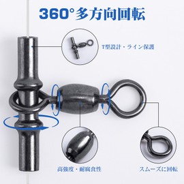 Goture Rolling Swivels, Set of 30, Swivels, Parent and Child Salcans, T-Shaped Sleeve Swivels, Line Protection, Cross Line Swivels, Bearings, Reducing Line Stirring, Fast Rotation, Corrosion